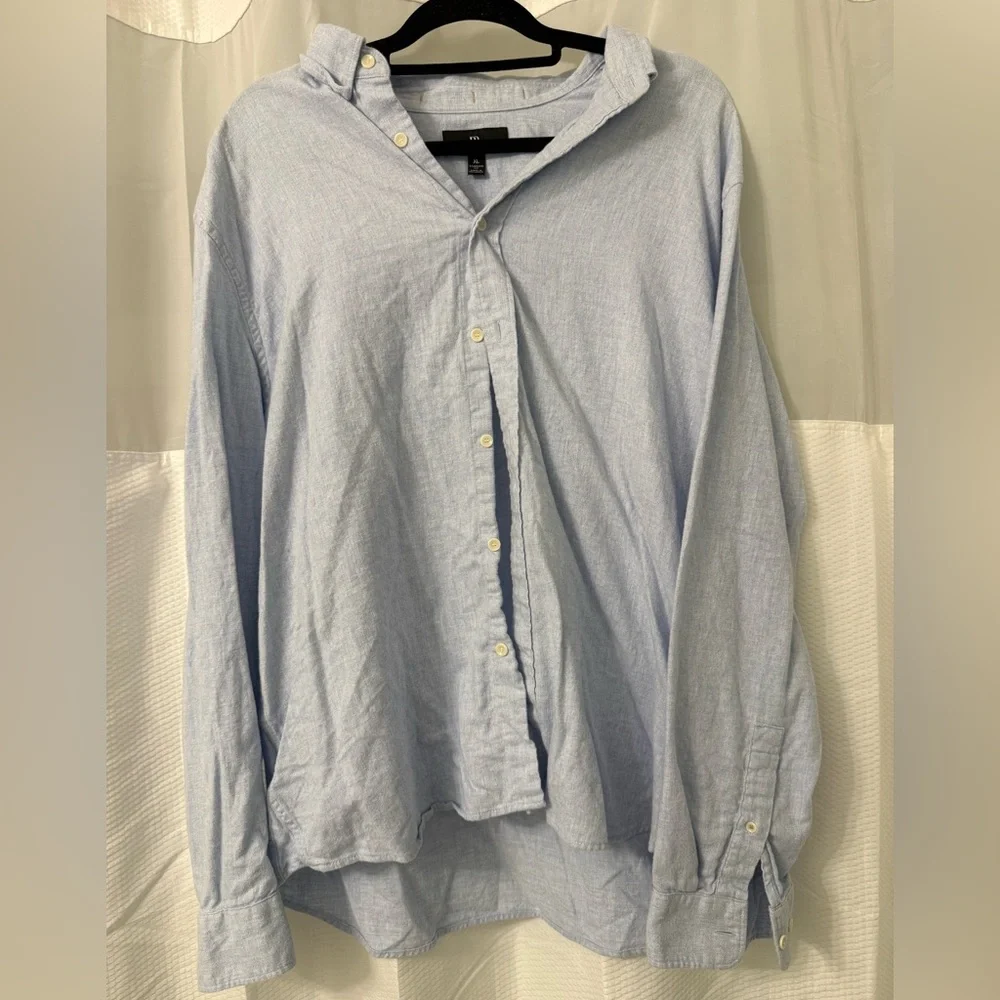 Banana Republic Light Blue Cotton Flannel Shirt - Picture 2 of 4